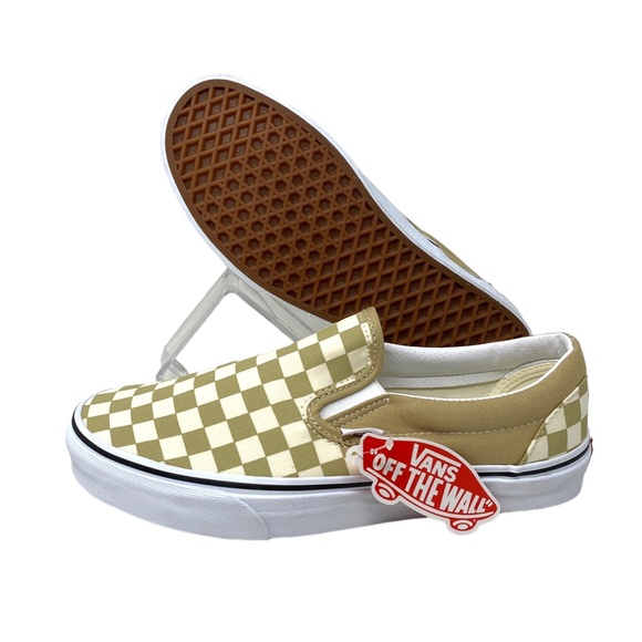 VANS Classic Slip On Shoes Check Taupe Men’s Canvas Size Sneakers VN0A5AO8YUU - Picture 4 of 10